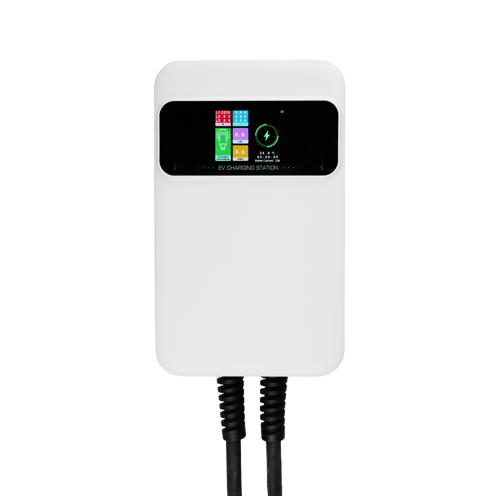 Cargador Besen SQ20 montado en pared con diseño moderno y compacto